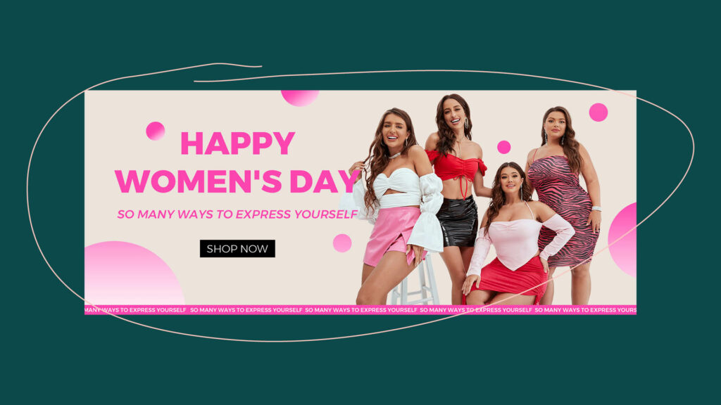 Werbeanzeige von Shein für den Internationalen Frauentag.